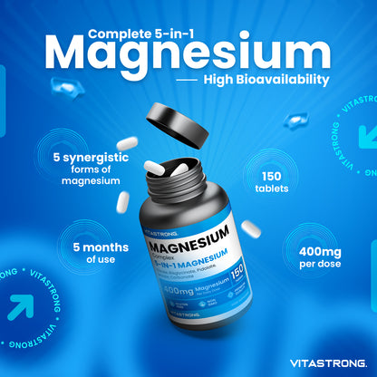 COMPLEXE DE MAGNÉSIUM 5 en 1 - 150 CPR 400 MG VITASTRONG