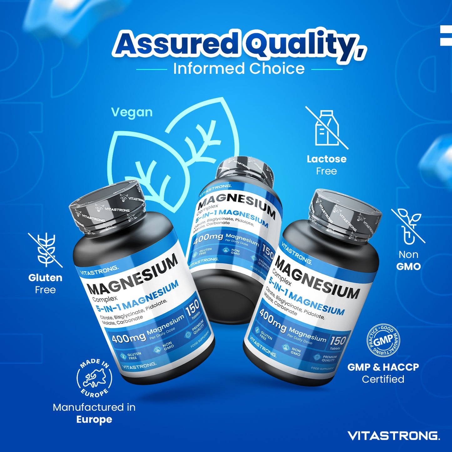 COMPLEXE DE MAGNÉSIUM 5 en 1 - 150 CPR 400 MG VITASTRONG
