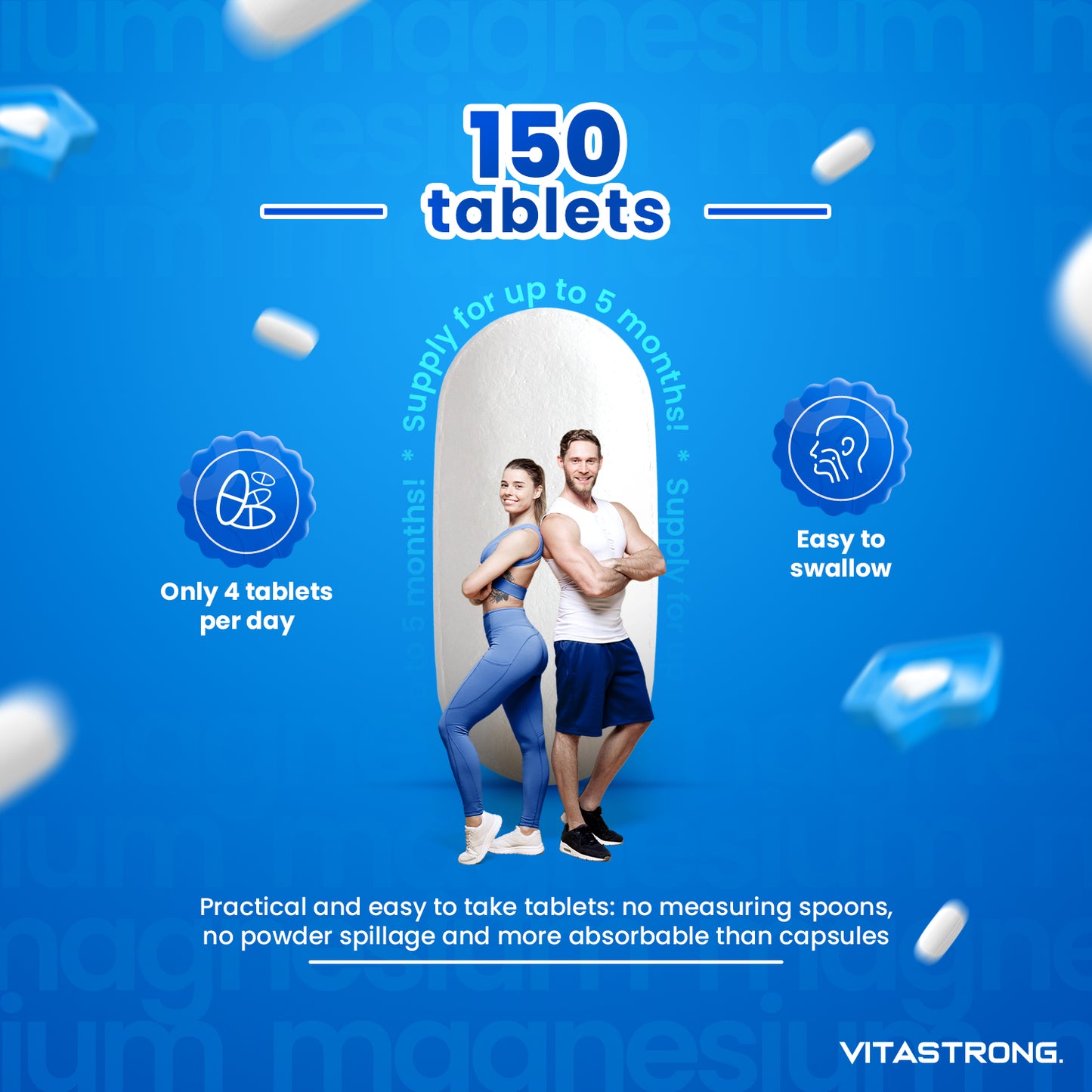 COMPLEXE DE MAGNÉSIUM 5 en 1 - 150 CPR 400 MG VITASTRONG