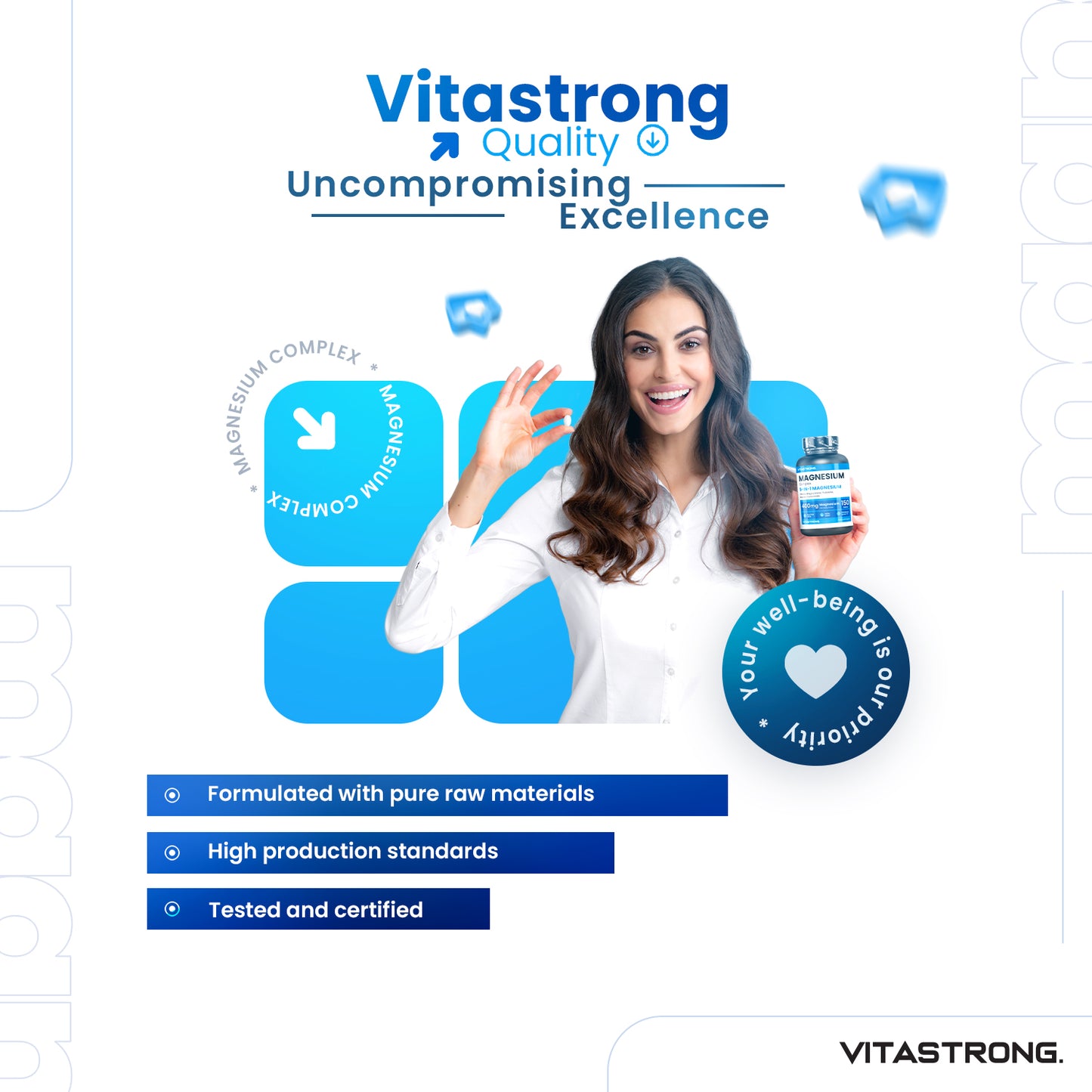 COMPLEXE DE MAGNÉSIUM 5 en 1 - 150 CPR 400 MG VITASTRONG